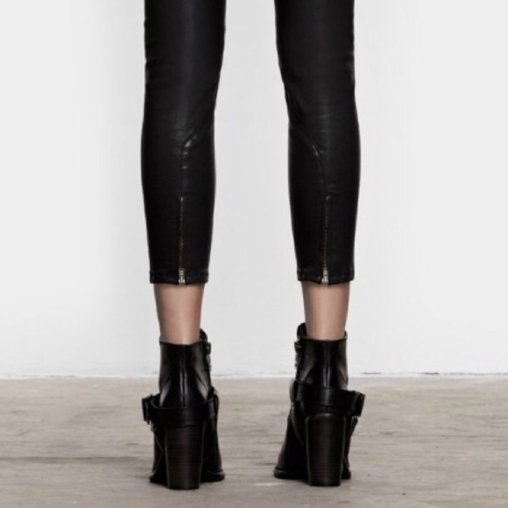 -SOLD- All Saints Brodie Petrol Wax Coated Jeans - Picture 2 of 8